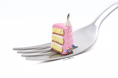 Pink Rainbow Sprinkles Cake Slice Charm